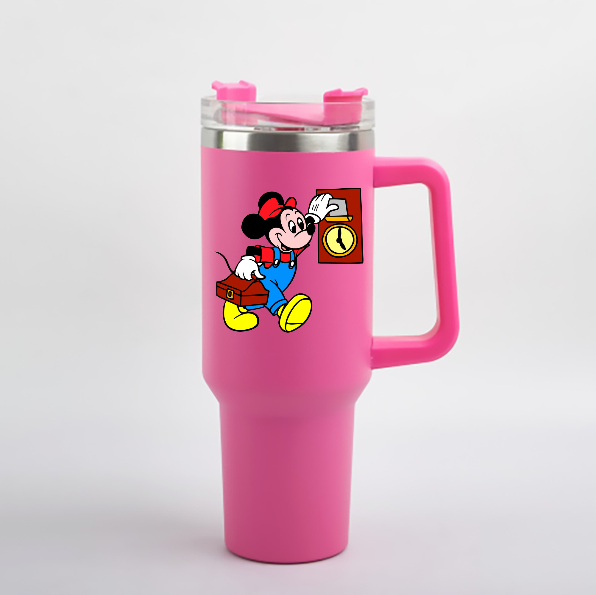 （画像用） ミッキーマウス Mickey Mouse 1200mL車用タンブラー - クリスタルステッカー（プラスチックストロー付き）